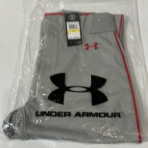 Brand new men’s medium Under Armour baseball pants gray red stripe relaxed fit